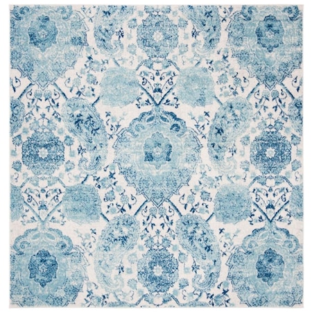 Safavieh 3 x 3 ft. Madison Power Loomed Square Area Rug Cream & Turquoise MAD600E-3SQ